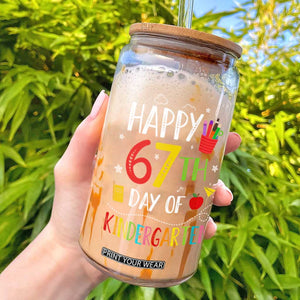 67 Days Of Kindergarten Glass Can Happy 67th Day Of School Teachers Student Meme TS10 Black Print Your Wear