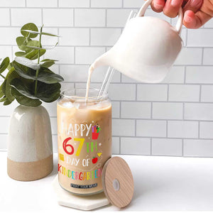 67 Days Of Kindergarten Glass Can Happy 67th Day Of School Teachers Student Meme TS10 Print Your Wear