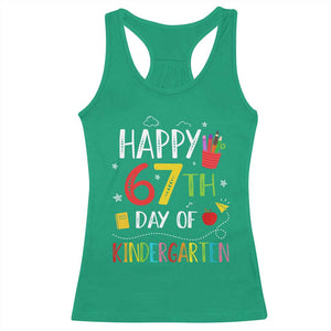 67 Days Of Kindergarten Racerback Tank Top Happy 67th Day Of School Teachers Student Meme TS10 Irish Green Print Your Wear