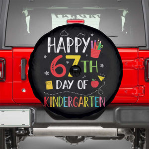67 Days Of Kindergarten Spare Tire Cover Happy 67th Day Of School Teachers Student Meme TS10 Black Print Your Wear