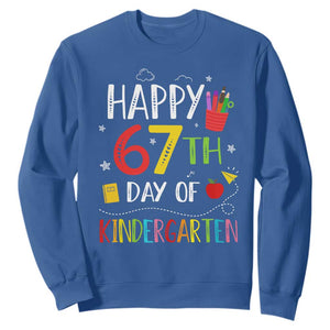67 Days Of Kindergarten Sweatshirt Happy 67th Day Of School Teachers Student Meme TS10 Royal Blue Print Your Wear