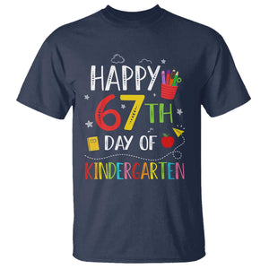 67 Days Of Kindergarten T Shirt Happy 67th Day Of School Teachers Student Meme TS10 Navy Print Your Wear