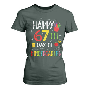 67 Days Of Kindergarten T Shirt For Women Happy 67th Day Of School Teachers Student Meme TS10 Dark Forest Green Print Your Wear