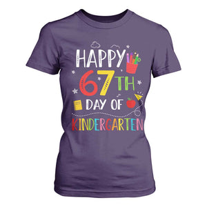67 Days Of Kindergarten T Shirt For Women Happy 67th Day Of School Teachers Student Meme TS10 Purple Print Your Wear