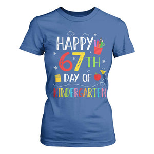 67 Days Of Kindergarten T Shirt For Women Happy 67th Day Of School Teachers Student Meme TS10 Royal Blue Print Your Wear