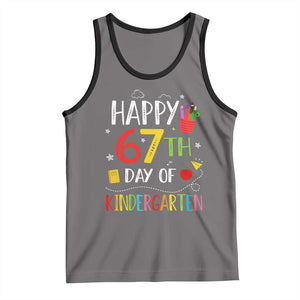 67 Days Of Kindergarten Tank Top Happy 67th Day Of School Teachers Student Meme TS10 Deep Heather Black Print Your Wear