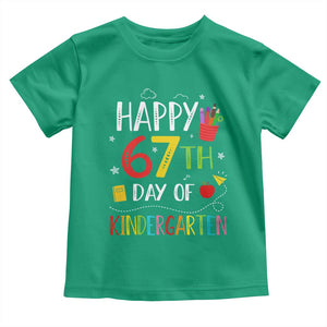 67 Days Of Kindergarten Toddler T Shirt Happy 67th Day Of School Teachers Student Meme TS10 Irish Green Print Your Wear