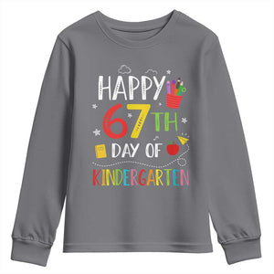 67 Days Of Kindergarten Youth Sweatshirt Happy 67th Day Of School Teachers Student Meme TS10 Charcoal Print Your Wear