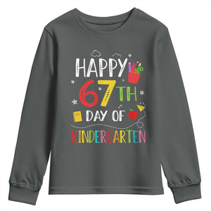 67 Days Of Kindergarten Youth Sweatshirt Happy 67th Day Of School Teachers Student Meme TS10 Dark Heather Print Your Wear
