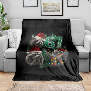 Funny Christmas 67 Meme Racoon Throw Blanket Howling at The Moon TS10 Print Your Wear