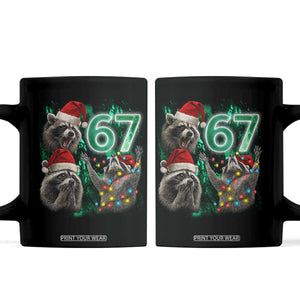 Funny Christmas 67 Meme Racoon Coffee Mug Howling at The Moon TS10 Black Print Your Wear