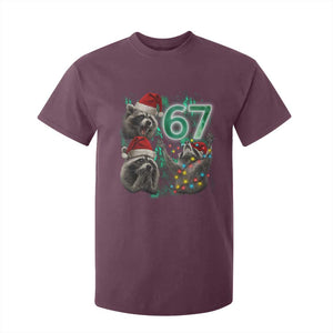 Funny Christmas 67 Meme Racoon T Shirt For Kid Howling at The Moon TS10 Maroon Print Your Wear