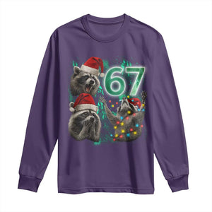 Funny Christmas 67 Meme Racoon Long Sleeve Shirt Howling at The Moon TS10 Purple Print Your Wear