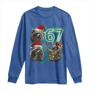 Funny Christmas 67 Meme Racoon Long Sleeve Shirt Howling at The Moon TS10 Royal Blue Print Your Wear