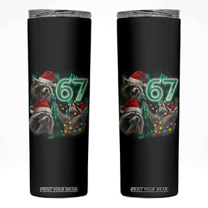 Funny Christmas 67 Meme Racoon Skinny Tumbler Howling at The Moon TS10 Black Print Your Wear