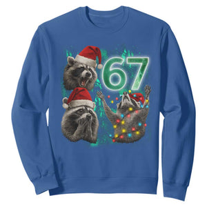 Funny Christmas 67 Meme Racoon Sweatshirt Howling at The Moon TS10 Royal Blue Print Your Wear