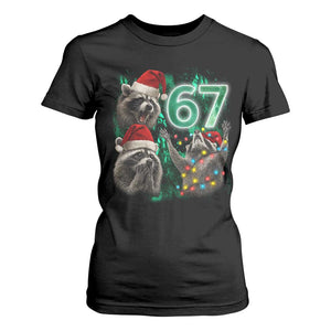 Funny Christmas 67 Meme Racoon T Shirt For Women Howling at The Moon TS10 Black Print Your Wear