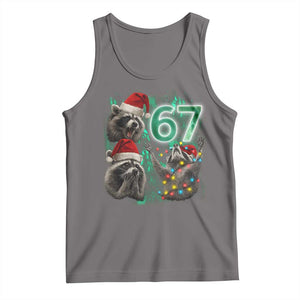 Funny Christmas 67 Meme Racoon Tank Top Howling at The Moon TS10 Deep Heather Print Your Wear