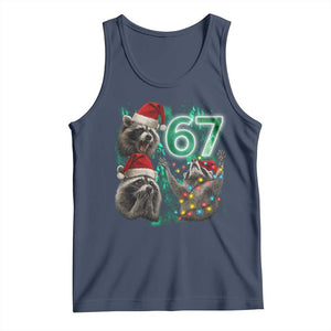 Funny Christmas 67 Meme Racoon Tank Top Howling at The Moon TS10 Navy Print Your Wear