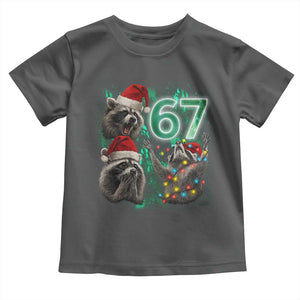Funny Christmas 67 Meme Racoon Toddler T Shirt Howling at The Moon TS10 Dark Heather Print Your Wear