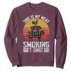 BBQ Sweatshirt Smoker Themed Retro Vintage My Meat Smoking TS10 Maroon Print Your Wear