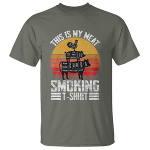 BBQ T Shirt Smoker Themed Retro Vintage My Meat Smoking TS10 Military Green Print Your Wear