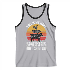 BBQ Tank Top Smoker Themed Retro Vintage My Meat Smoking TS10 Athletic Heather Black Print Your Wear