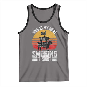 BBQ Tank Top Smoker Themed Retro Vintage My Meat Smoking TS10 Deep Heather Black Print Your Wear
