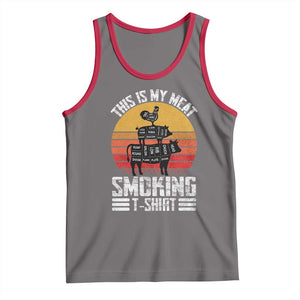 BBQ Tank Top Smoker Themed Retro Vintage My Meat Smoking TS10 Deep Heather Red Print Your Wear