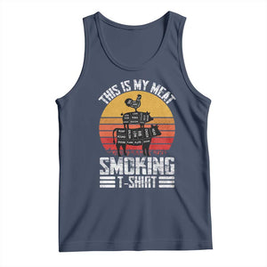 BBQ Tank Top Smoker Themed Retro Vintage My Meat Smoking TS10 Navy Print Your Wear