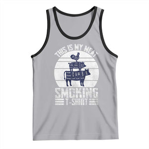 BBQ Tank Top Retro This Is My Meat Smoking Barbeque Dad TS10 Athletic Heather Black Print Your Wear