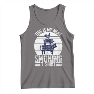 BBQ Tank Top Retro This Is My Meat Smoking Barbeque Dad TS10 Deep Heather Print Your Wear