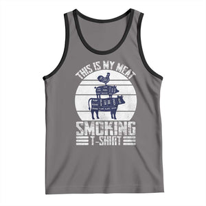 BBQ Tank Top Retro This Is My Meat Smoking Barbeque Dad TS10 Deep Heather Black Print Your Wear