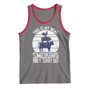 BBQ Tank Top Retro This Is My Meat Smoking Barbeque Dad TS10 Deep Heather Red Print Your Wear