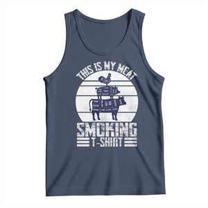 BBQ Tank Top Retro This Is My Meat Smoking Barbeque Dad TS10 Navy Print Your Wear