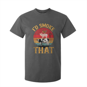 Funny BBQ T Shirt For Kid I'd Smoke That Barbecue Retro Grilling Gift TS10 Dark Heather Print Your Wear