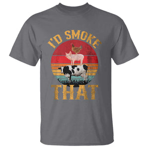 Funny BBQ T Shirt I'd Smoke That Barbecue Retro Grilling Gift TS10 Charcoal Print Your Wear