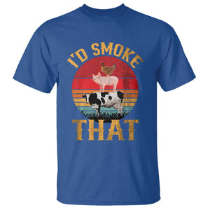 Funny BBQ T Shirt I'd Smoke That Barbecue Retro Grilling Gift TS10 Royal Blue Print Your Wear