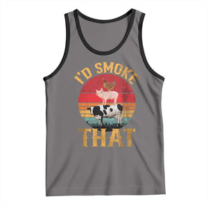 Funny BBQ Tank Top I'd Smoke That Barbecue Retro Grilling Gift TS10 Deep Heather Black Print Your Wear