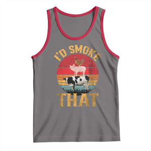 Funny BBQ Tank Top I'd Smoke That Barbecue Retro Grilling Gift TS10 Deep Heather Red Print Your Wear
