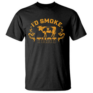 Funny BBQ T Shirt I'd Smoke That Chef Butcher Cook BBQ TS10 Black Print Your Wear