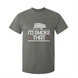Funny BBQ I'd Smoke That T Shirt For Kid Chef Butcher Cook BBQ TS10 Military Green Print Your Wear