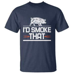 Funny BBQ I'd Smoke That T Shirt Chef Butcher Cook BBQ TS10 Navy Print Your Wear