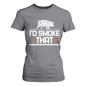 Funny BBQ I'd Smoke That T Shirt For Women Chef Butcher Cook BBQ TS10 Charcoal Print Your Wear