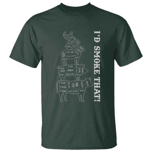 Funny BBQ T Shirt I'd Smoke That TS10 Dark Forest Green Print Your Wear