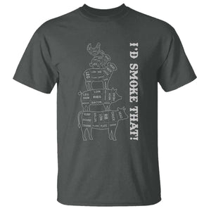 Funny BBQ T Shirt I'd Smoke That TS10 Dark Heather Print Your Wear