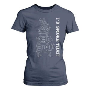 Funny BBQ T Shirt For Women I'd Smoke That TS10 Navy Print Your Wear