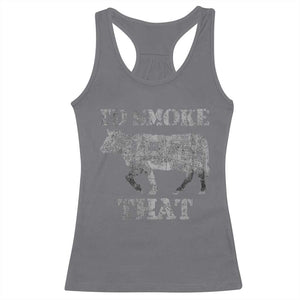 Funny BBQ Racerback Tank Top Chef Butcher Cook BBQ I'd Smoke That Cow Beef TS10 Charcoal Print Your Wear