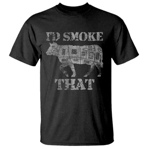 Funny BBQ T Shirt Chef Butcher Cook BBQ I'd Smoke That Cow Beef TS10 Black Print Your Wear