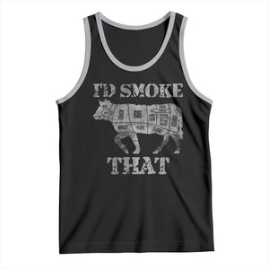 Funny BBQ Tank Top Chef Butcher Cook BBQ I'd Smoke That Cow Beef TS10 Black Athletic Heather Print Your Wear